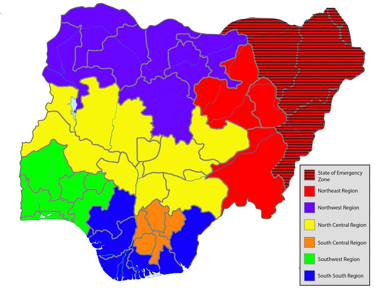 尼日利亚地图显示出国