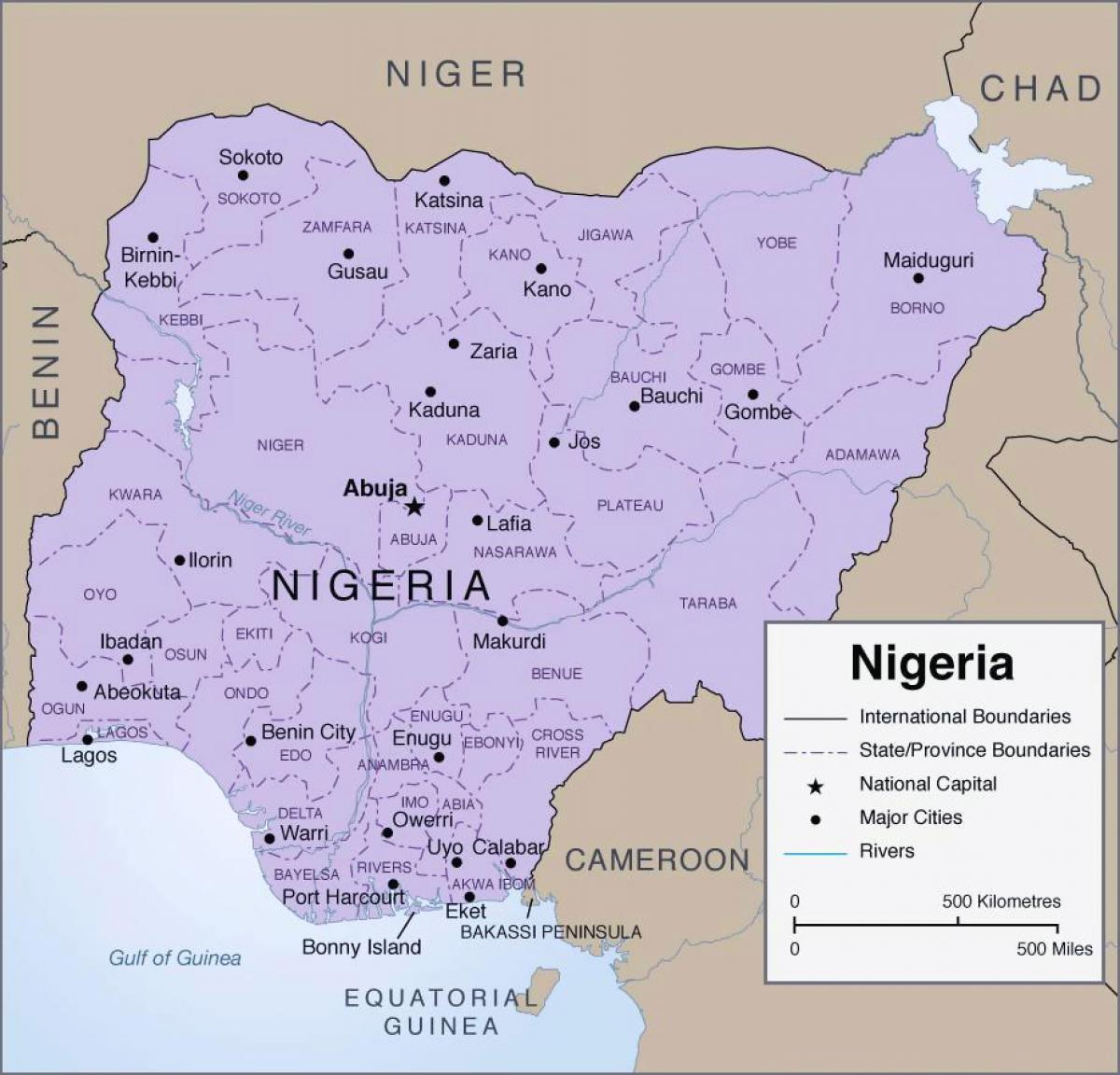 地图中详细尼日利亚