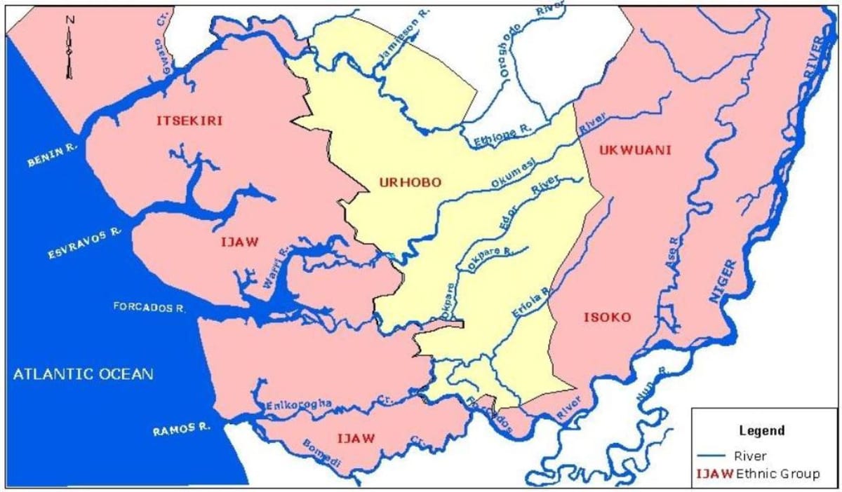 地图尼日利亚表示的主要河流