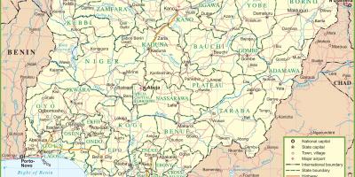 地图尼日利亚表示的主要道路